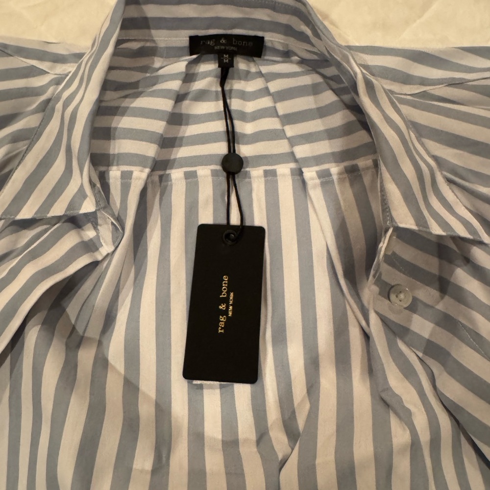 Rag & Bone Light Blue and White Striped Shirt - Picture 5 of 5